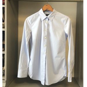 Ann Taylor Women’s Blue Polka Dot Button Down-Sz 0